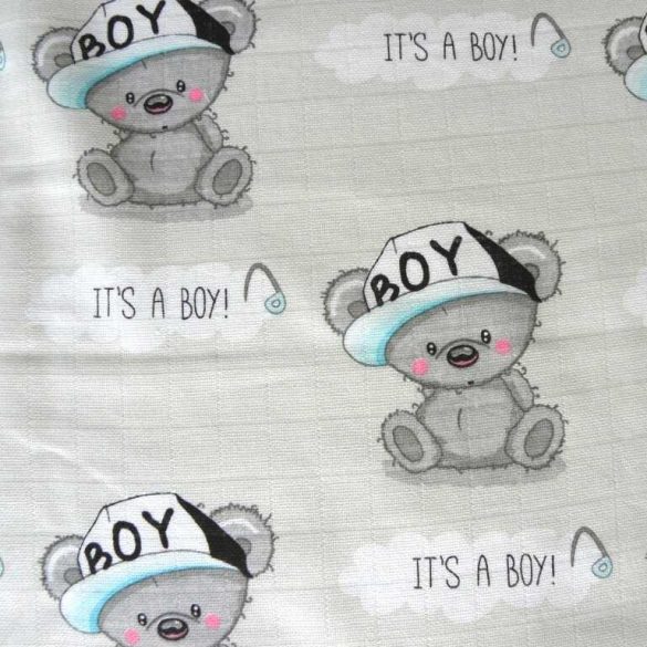 BOY, fiú macis textilpelenka - halványszürke