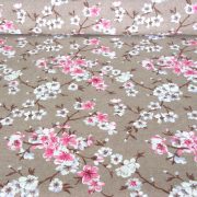 MULAN, cseresznyevirág mintás lakástextil, dekorvászon - bézs-rózsaszín