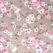 MULAN, cseresznyevirág mintás lakástextil, dekorvászon - bézs-rózsaszín