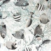AKVÁRIUM, türkiz-szürke halak mintás lakástextil dekorvászon