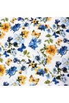ORCHID, lepkés, virágos loneta lakástextil, dekorvászon - kék