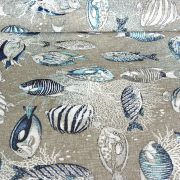 PECA, halak mintás loneta lakástextil dekorvászon - kék