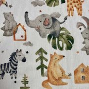 ÁLMODOZÓK, elefánt, róka, zebra, nyuszi mintás lakástextil dekorvászon