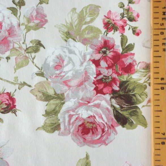 ELIANA ROSA, rózsaszín nagy rózsa mintás lakástextil dekorvászon