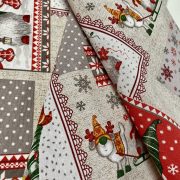 MANÓK, patchwork mintás karácsonyi lakástextil, dekorvászon