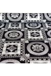 LUXURY, fekete-ezüstszürke mintás loneta lakástextil, dekorvászon