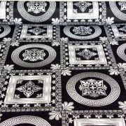   LUXURY, fekete-ezüstszürke mintás loneta lakástextil, dekorvászon