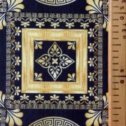 LUXURY, fekete-aranysárga mintás loneta lakástextil, dekorvászon