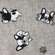 Bully francia bulldog lakástextil dekorvászon, bézs