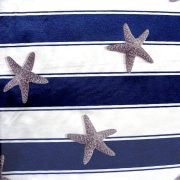 ESTRELA, tengericsillag mintás, kék csíkos lakástextil dekorvászon