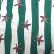 ESTRELA, tengericsillag mintás, zöld csíkos lakástextil dekorvászon