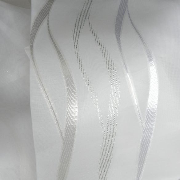 PRESTON, beszőtt mintás voile, fényáteresztő függönyanyag, fehér-ezüst