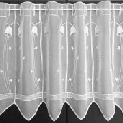 HARANG, fehér-ezüst, karácsonyi hímzett vitrázs függöny, 45 cm magas, maradék darabok