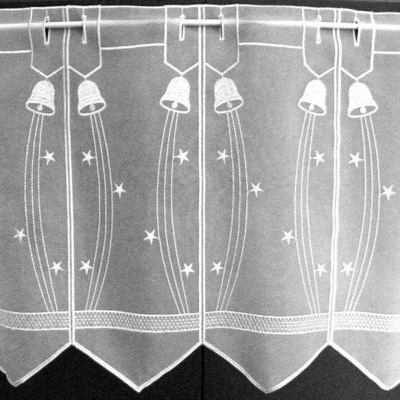 HARANG, fehér-ezüst, karácsonyi hímzett vitrázs függöny