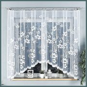ARLETA, virágmintás, fehér jacquard panoráma függöny