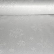 PEHELY, fehér-ezüst hópehely mintás lurexes karácsonyi, ünnepi terítő, dekoranyag