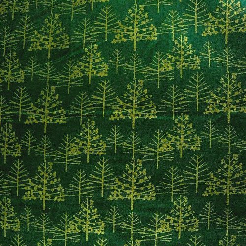 FENYŐERDŐ, karácsonyi mintás pamutvászon - zöld