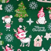 RUDI, extra széles, karácsonyi mintás pamutvászon - zöld