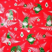 Manócskák, extra széles, karácsonyi mintás pamutvászon - piros