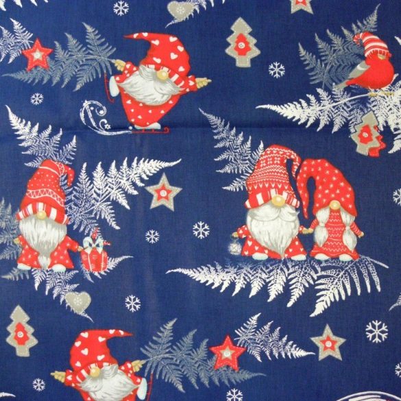 Manócskák, extra széles, karácsonyi mintás pamutvászon - kék