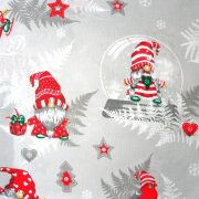 Manócskák, extra széles, karácsonyi mintás pamutvászon - szürke