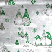 MANÓ, extra széles, karácsonyi mintás pamutvászon, szürke-zöld
