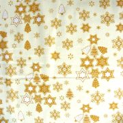 STAR TREE karácsonyi pamut-poliészter vászon anyag, ekrü