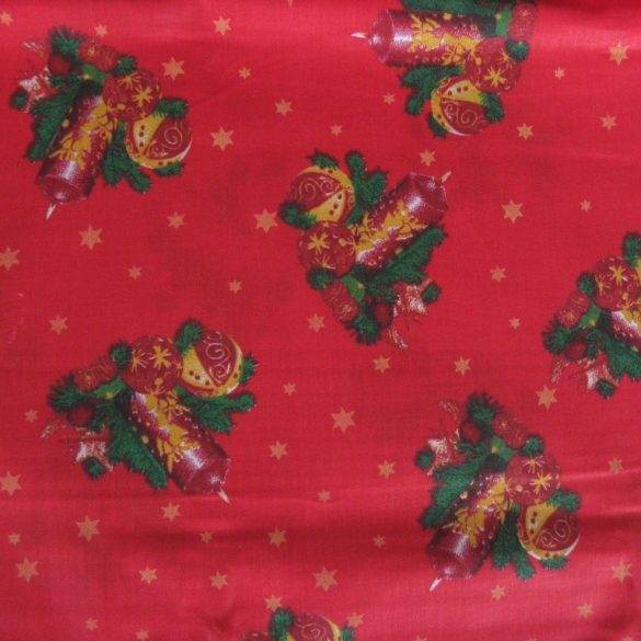 CANDLE, karácsonyi pamut-poliészter vászon anyag, piros