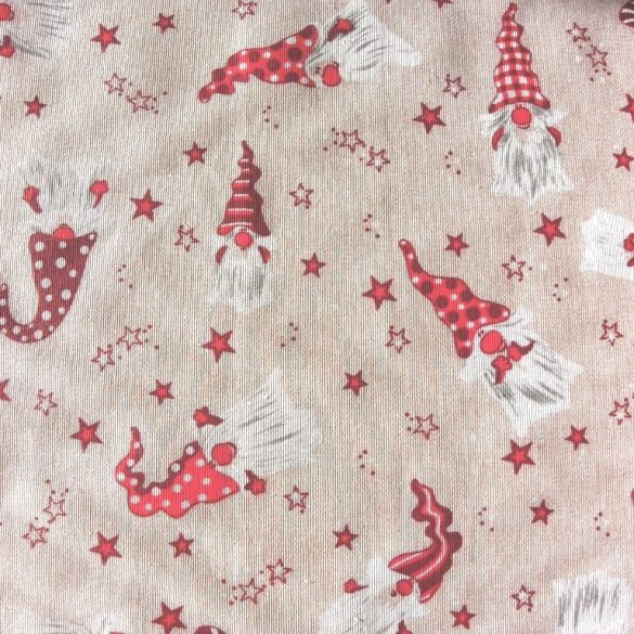TÖRPIKÉK, karácsonyi manócska mintás lakástextil dekorációs anyag