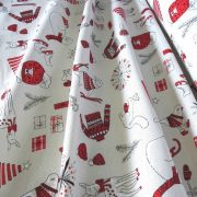  FROSTY, fehér-piros, lurexes karácsonyi lakástextil dekorációs anyag