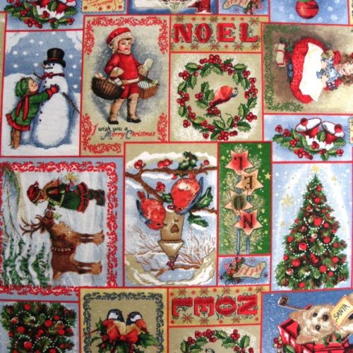 NOEL, retro karácsonyi mintás lakástextil dekorációs anyag