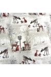 Téli erdő, állatos lakástextil dekorációs anyag 