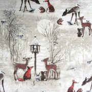 Téli erdő, állatos lakástextil dekorációs anyag 