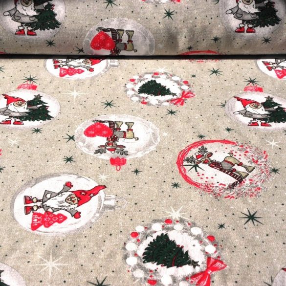 GNOMO, karácsonyi mintás lakástextil dekorációs anyag