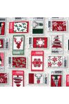 XMAS STAMP, karácsonyi bélyegek, loneta lakástextil dekorációs anyag 