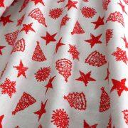 EDWIN, fehér, piros mintás, karácsonyi lakástextil, dekorvászon