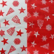 EDWIN, fehér, piros mintás, karácsonyi lakástextil, dekorvászon