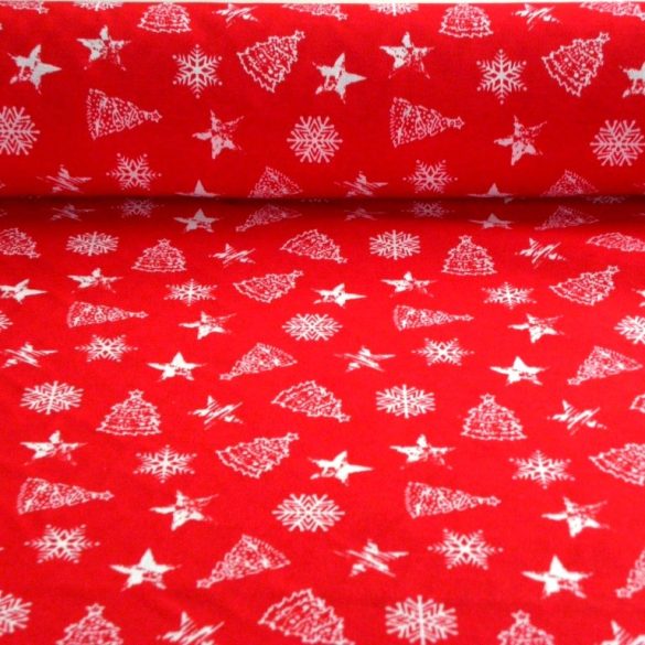 EDWIN, piros, fehér mintás, karácsonyi lakástextil, dekorvászon