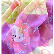 Hello Kitty virág mintás, nyomott voile függöny anyag - 220 cm magas