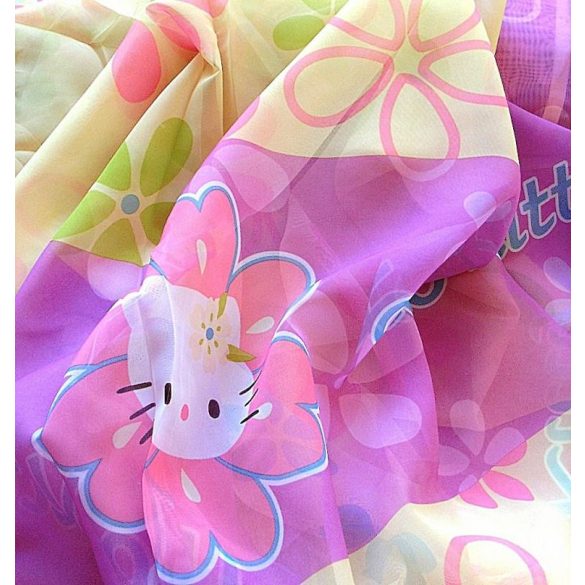 Hello Kitty virág mintás, nyomott voile függöny anyag