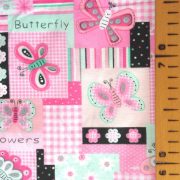 Pillangós patchwork, pink kevertszálas vászon