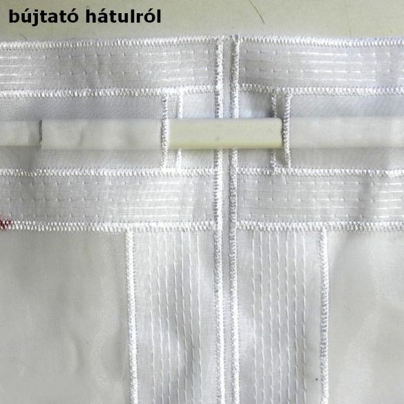 Hímzett, fehér voile vitrázs függöny, bordó mintával