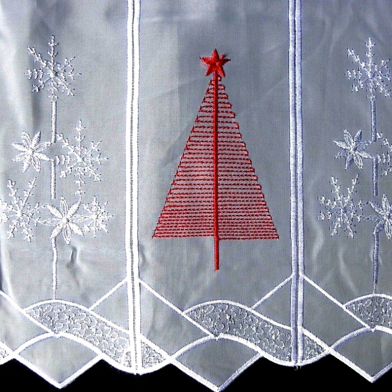 ممل نسخة مطابقة للأصل اتفاق  KARÁCSONYFA, karácsonyi mintás, hímzett vitrázs függöny | Textilpont Függöny  Webáruház
