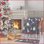 AURA WINTER, 150x200 cm karácsonyi takaró, pléd - szürke
