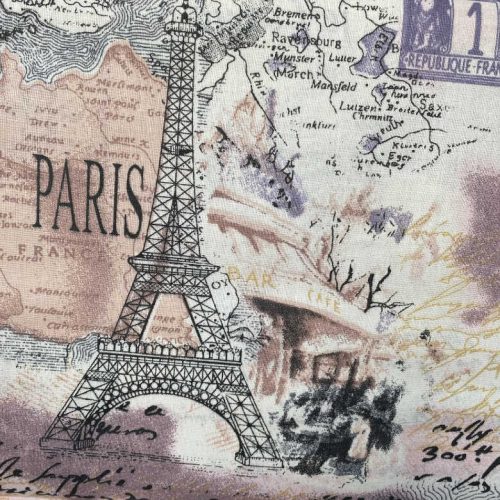PARIS, Eiffel torony mintás pamutvászon, bézs