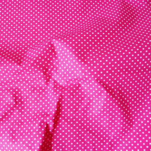 Pink, fuxia apró pöttyös pamut vászon