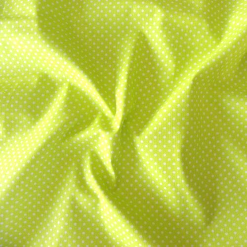 Sárgás zöld, zsengezöld apró pöttyös pamut vászon