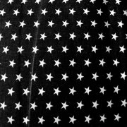 Star, fehér csillag mintás fekete pamut vászon 