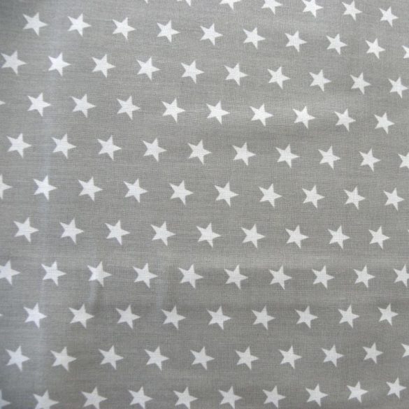 Star, fehér csillag mintás szürke pamut vászon 