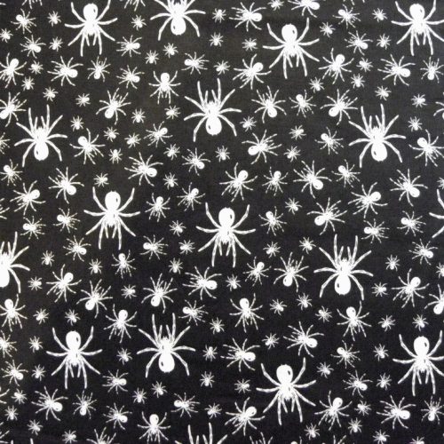 SPIDER, extra széles, pók mintás, fekete-fehér pamutvászon